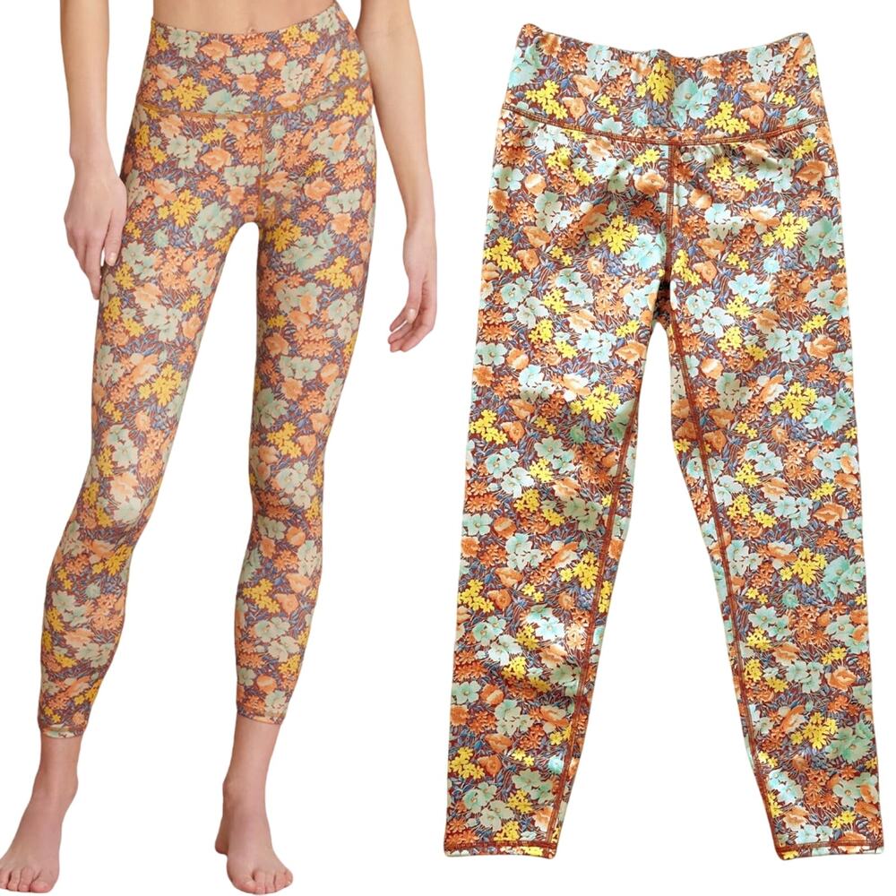 VERONICA BEARD Vilena Leggings Floral Orange Multi High Rise Workout Small NWT